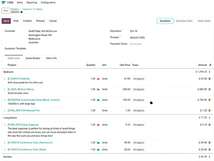 Devis plus personnalisés dans Odoo 19