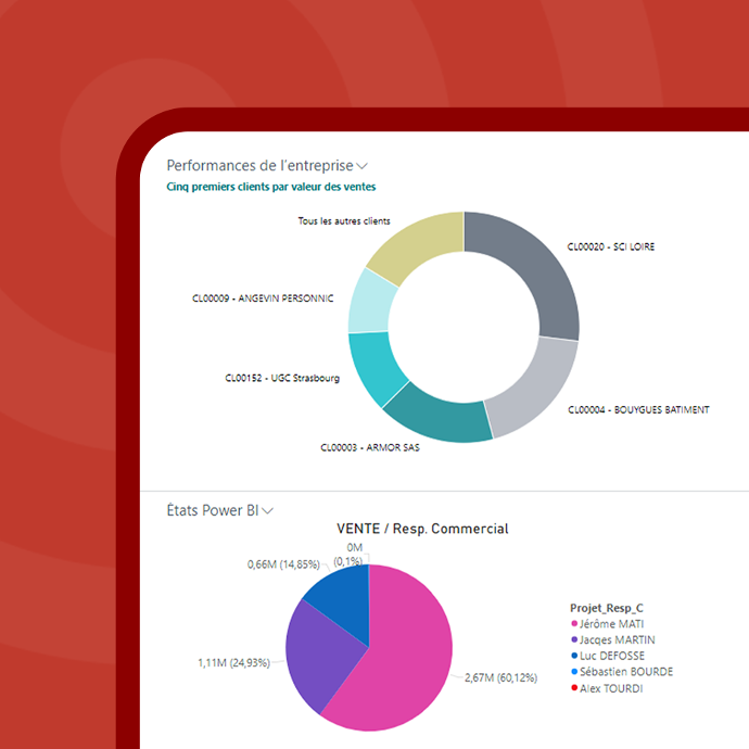 écran de l'ERP batiment